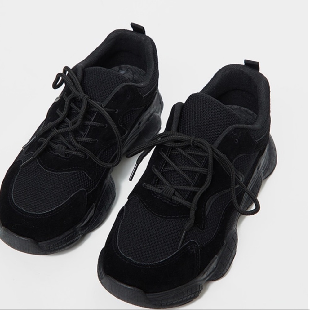 Black double bubble sole lace ups
